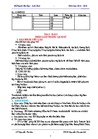 Kế hoạch bài dạy Lịch sử và Địa lí 6 (Kết nối tri thức) - Bài 3: Thời gian trong lịch sử - Năm học 2022-2023 - Nguyễn Thị Mai