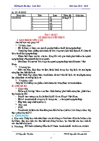 Kế hoạch bài dạy Lịch sử và Địa lí 6 (Kết nối tri thức) - Bài 5: Xã hội nguyên thủy - Năm học 2022-2023 - Nguyễn Thị Mai