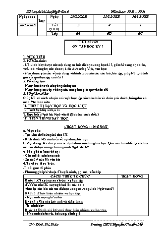Kế hoạch bài dạy Ngữ văn 6 (Cánh diều) - Bài: Ôn tập học kỳ 1 - Năm học 2024-2025 - Đinh Thị Thảo