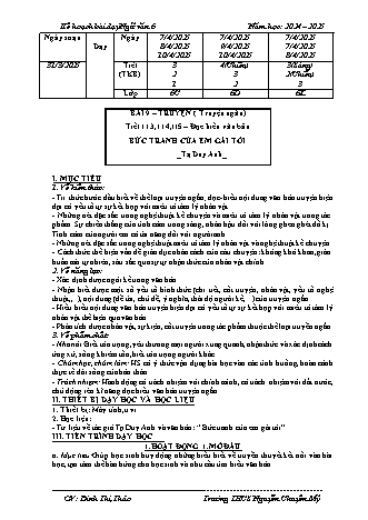 Kế hoạch bài dạy Ngữ văn 6 (Kết nối tri thức) - Bài 9: Truyện ngắn. Bức tranh của em gái tôi - Trường THCS Nguyễn Chuyên Mỹ