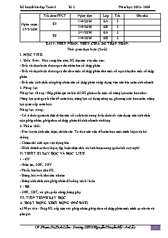 Kế hoạch bài dạy Toán 6 (Cánh diều) - Bài 7: Phép nhân, phép chia số thập phân - Năm học 2023-2024 - Phạm Thị Bích Liên