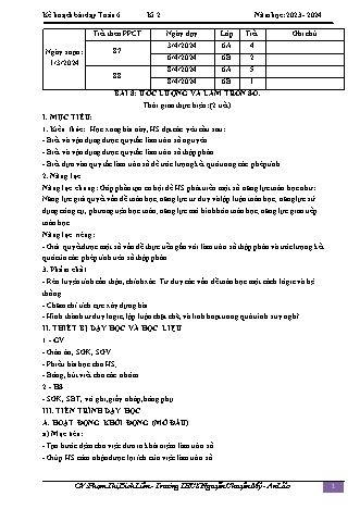 Kế hoạch bài dạy Toán 6 (Cánh diều) - Bài 8: Ước lượng và làm tròn số - Năm học 2023-2024 - Phạm Thị Bích Liên