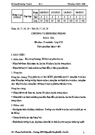 Kế hoạch bài dạy Toán 6 (Cánh diều) - Chương 5 - Bài 4: Phép nhân, phé chia phân số - Năm học 2023-2024 - Phạm Thị Bích Liên
