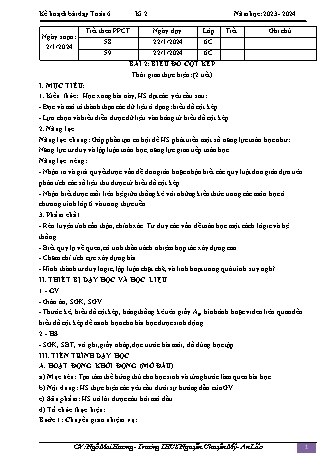 Kế hoạch bài dạy Toán 6 (Kết nối tri thức) - Bài 2: Biểu đồ cột kép - Năm học 2023-2024 - Ngô Mai Hương