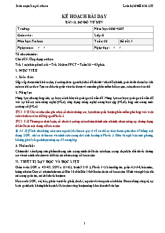 Giáo án Tin học lớp 6 - Bài 10. Sơ đồ tư duy (Tích hợp năng lực số và AI) (Năm học 2026-2027)