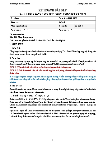 Giáo án Tin học lớp 6 - Bài 14. Thực hành tổng hợp: Hoàn thiện sổ lưu niệm (Tích hợp năng lực số và AI) (Năm học 2026-2027)