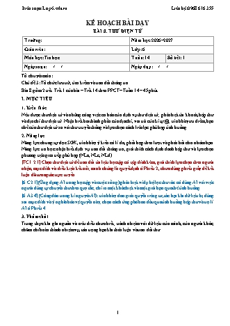 Giáo án Tin học lớp 6 - Bài 8. Thư điện tử (Tích hợp năng lực số và AI) (Năm học 2026-2027)