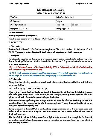 Giáo án Tin học lớp 6 - Kiểm tra giữa học kì II (Tích hợp năng lực số và AI) (Năm học 2026-2027)