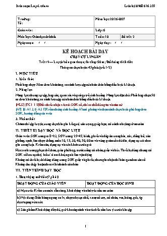 Giáo án GDTC lớp 6 - Tuần 10 - Năm học 2026-2027 (Tích hợp năng lực số và AI)