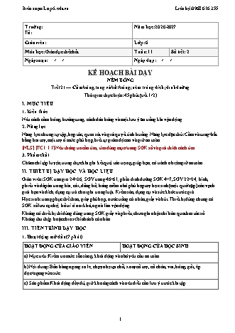 Giáo án GDTC lớp 6 - Tuần 11 - Năm học 2026-2027 (Tích hợp năng lực số và AI)