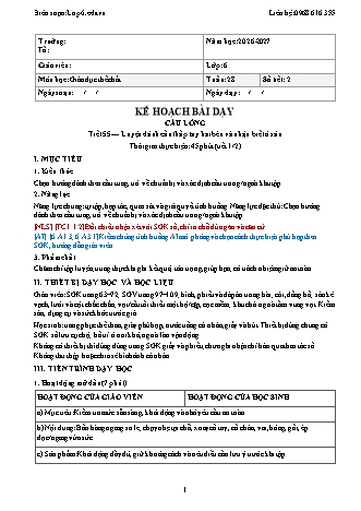 Giáo án GDTC lớp 6 - Tuần 28 - Năm học 2026-2027 (Tích hợp năng lực số và AI)