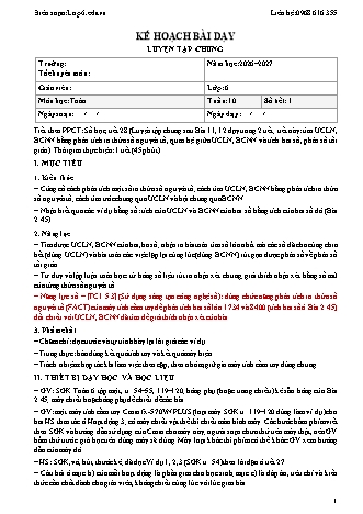 Giáo án Toán lớp 6 sách KNTT - Tuần 10 - Năm học 2026-2027 (Tích hợp năng lực số và AI)