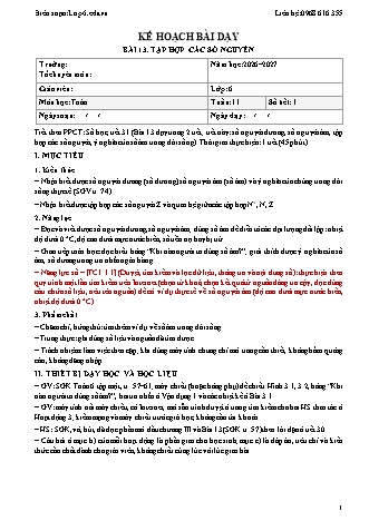Giáo án Toán lớp 6 sách KNTT - Tuần 11 - Năm học 2026-2027 (Tích hợp năng lực số và AI)