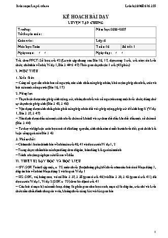 Giáo án Toán lớp 6 sách KNTT - Tuần 16 - Năm học 2026-2027 (Tích hợp năng lực số và AI)