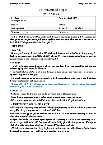 Giáo án Toán lớp 6 sách KNTT - Tuần 17 - Năm học 2026-2027 (Tích hợp năng lực số và AI)