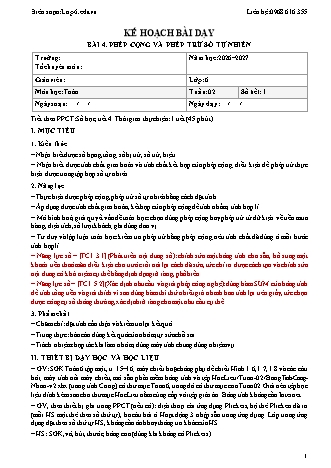 Giáo án Toán lớp 6 sách KNTT - Tuần 2 - Năm học 2026-2027 (Tích hợp năng lực số và AI)