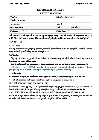 Giáo án Toán lớp 6 sách KNTT - Tuần 21 - Năm học 2026-2027 (Tích hợp năng lực số và AI)