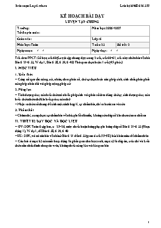 Giáo án Toán lớp 6 sách KNTT - Tuần 23 - Năm học 2026-2027 (Tích hợp năng lực số và AI)