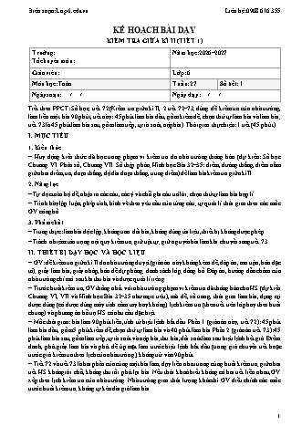 Giáo án Toán lớp 6 sách KNTT - Tuần 27 - Năm học 2026-2027 (Tích hợp năng lực số và AI)