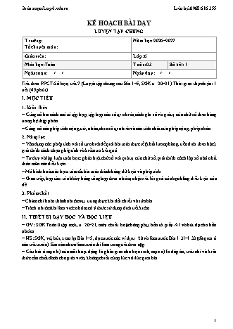 Giáo án Toán lớp 6 sách KNTT - Tuần 3 - Năm học 2026-2027 (Tích hợp năng lực số và AI)