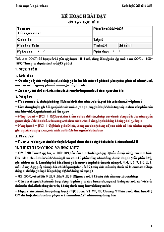 Giáo án Toán lớp 6 sách KNTT - Tuần 34 - Năm học 2026-2027 (Tích hợp năng lực số và AI)