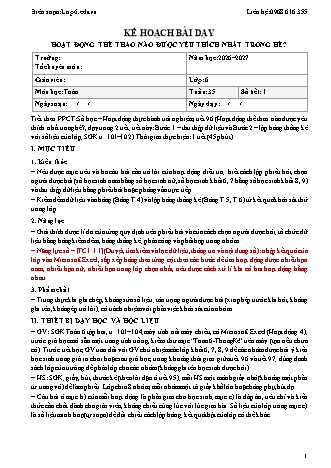 Giáo án Toán lớp 6 sách KNTT - Tuần 35 - Năm học 2026-2027 (Tích hợp năng lực số và AI)