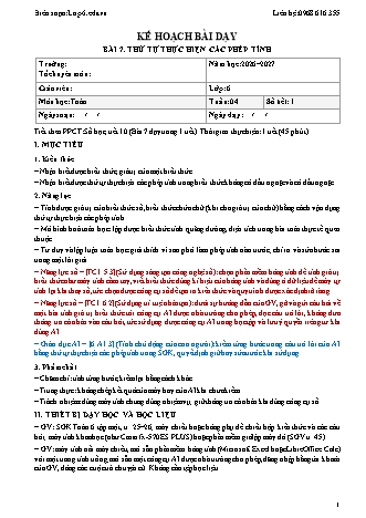 Giáo án Toán lớp 6 sách KNTT - Tuần 4 - Năm học 2026-2027 (Tích hợp năng lực số và AI)