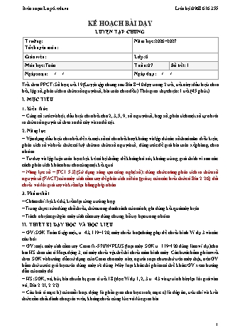 Giáo án Toán lớp 6 sách KNTT - Tuần 7 - Năm học 2026-2027 (Tích hợp năng lực số và AI)