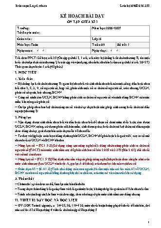 Giáo án Toán lớp 6 sách KNTT - Tuần 9 - Năm học 2026-2027 (Tích hợp năng lực số và AI)