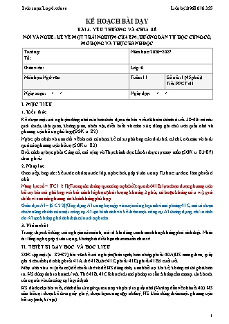 Giáo án Ngữ văn lớp 6 sách KNTT - Tuần 11 - Năm học 2026-2027 (Tích hợp năng lực số và AI)