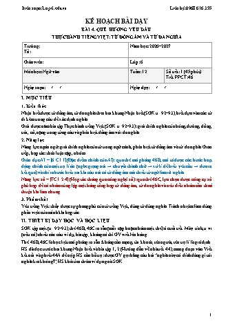 Giáo án Ngữ văn lớp 6 sách KNTT - Tuần 12 - Năm học 2026-2027 (Tích hợp năng lực số và AI)