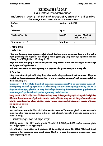 Giáo án Ngữ văn lớp 6 sách KNTT - Tuần 17 - Năm học 2026-2027 (Tích hợp năng lực số và AI)