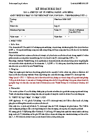 Giáo án Ngữ văn lớp 6 sách KNTT - Tuần 19 - Năm học 2026-2027 (Tích hợp năng lực số và AI)