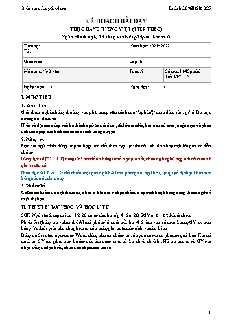 Giáo án Ngữ văn lớp 6 sách KNTT - Tuần 2 - Năm học 2026-2027 (Tích hợp năng lực số và AI)