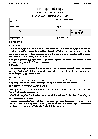 Giáo án Ngữ văn lớp 6 sách KNTT - Tuần 22 - Năm học 2026-2027 (Tích hợp năng lực số và AI)