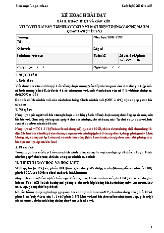 Giáo án Ngữ văn lớp 6 sách KNTT - Tuần 28 - Năm học 2026-2027 (Tích hợp năng lực số và AI)