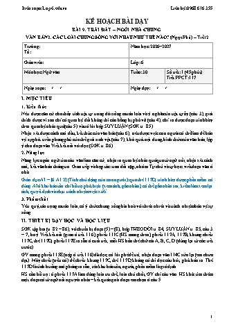 Giáo án Ngữ văn lớp 6 sách KNTT - Tuần 30 - Năm học 2026-2027 (Tích hợp năng lực số và AI)