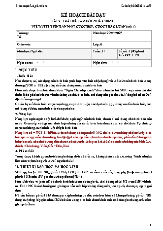 Giáo án Ngữ văn lớp 6 sách KNTT - Tuần 31 - Năm học 2026-2027 (Tích hợp năng lực số và AI)