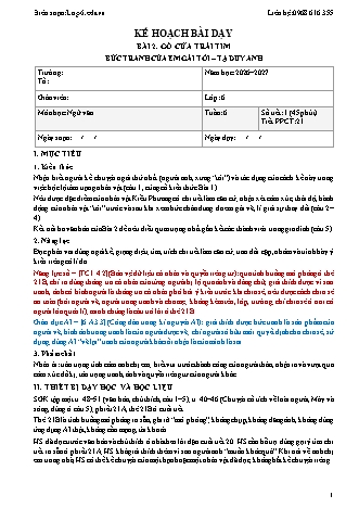 Giáo án Ngữ văn lớp 6 sách KNTT - Tuần 6 - Năm học 2026-2027 (Tích hợp năng lực số và AI)