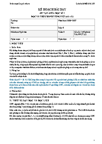 Giáo án Ngữ văn lớp 6 sách KNTT - Tuần 9 - Năm học 2026-2027 (Tích hợp năng lực số và AI)